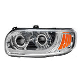Peterbilt 367, 388, 389, 567 Chrome Inner Housing LED Projector Heated Headlight with Dual Function