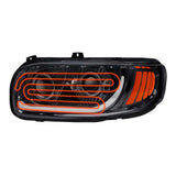 Peterbilt 367, 388, 389, 567 Black Inner Housing LED Projector Heated Headlight with Dual Function
