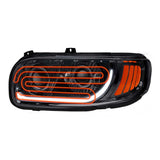Peterbilt 367, 388, 389, 567 Black Inner Housing LED Projector Heated Headlight with Dual Function
