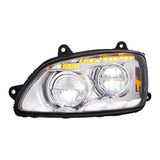 Kenworth T660 2008-2017 Chrome LED Headlight with Sequential Turn Signal & Position Light Bar