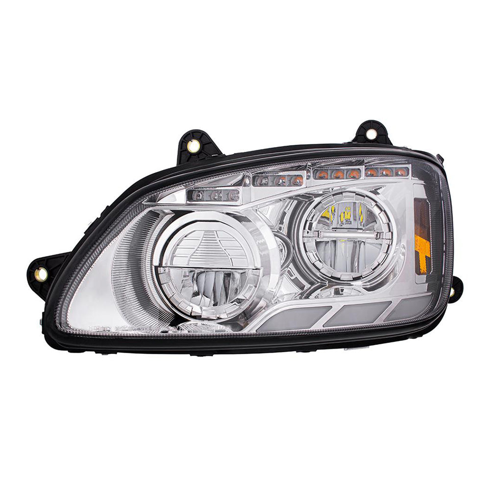 Kenworth T660 2008-2017 Chrome LED Headlight with Sequential Turn Signal & Position Light Bar