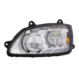 Kenworth T660 2008-2017 Chrome LED Headlight with Sequential Turn Signal & Position Light Bar