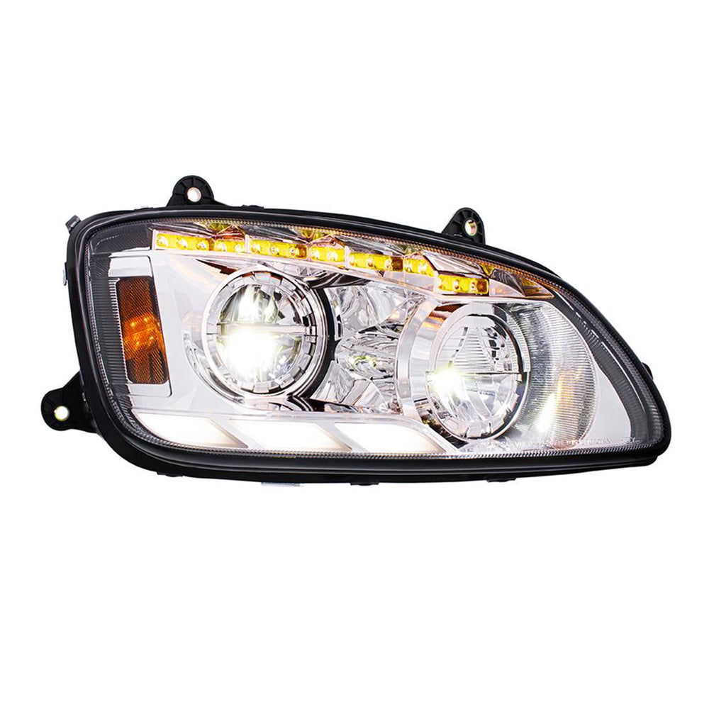 Kenworth T660 2008-2017 Chrome LED Headlight with Sequential Turn Signal & Position Light Bar