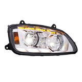 Kenworth T660 2008-2017 Chrome LED Headlight with Sequential Turn Signal & Position Light Bar