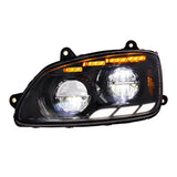 Kenworth T660 2008-2017 Black LED Headlight with Sequential Turn Signal & Position Light Bars