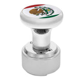 Chrome Gearshift Knob with Mexico Flag Sticker and 9/10 Speed Adapter - Thread On