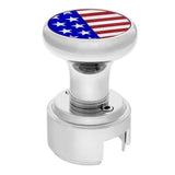 Chrome Gearshift Knob with US Flag Sticker and 13/15/18 Speed Adapter - Thread On