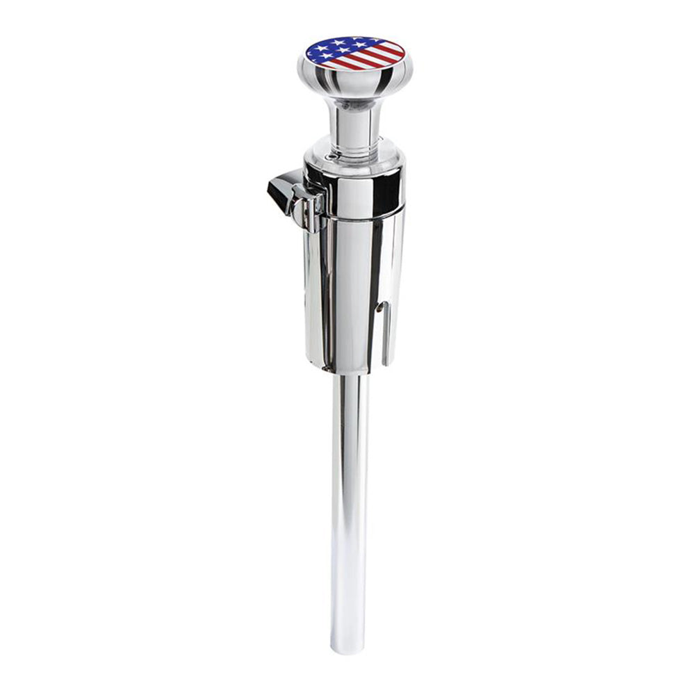 Chrome Gearshift Knob with US Flag Sticker and 13/15/18 Speed Adapter - Thread On