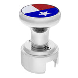 Chrome Gearshift Knob with Texas Flag Sticker and 13/15/18 Speed Adapter - Thread On