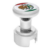 Chrome Gearshift Knob with Mexico Flag Sticker and 13/15/18 Speed Adapter - Thread On