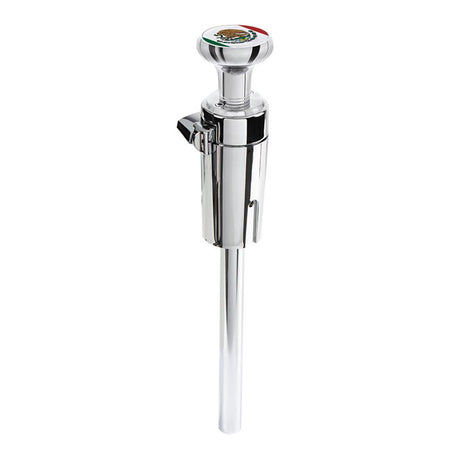Chrome gearshift knob with Mexico flag sticker and 13/15/18 speed adapter - thread on, closer view