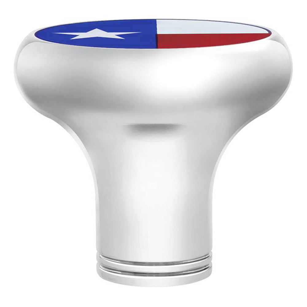 Texas Flag Sticker on Chrome Gearshift Knob - 1/2"-13 Thread-On