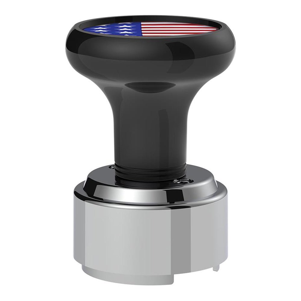 Black Gearshift Knob with US Flag Sticker and 9/10 Speed Adapter - Thread On