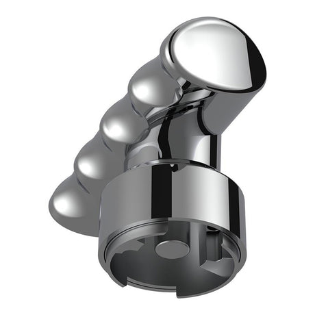Chrome t-shifter knob with 9/10 adapter- thread on, closer view