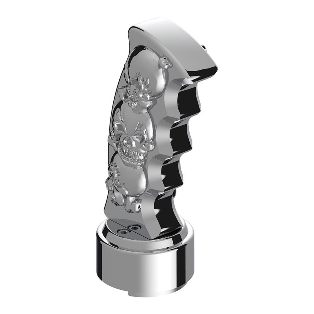 Skulls Pistol Grip Gearshift Knob With 9/10 Chrome Speed Adapter - Thread On