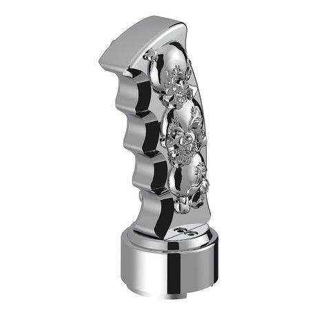 Skulls pistol Grip gearshift knob with 9/10 chrome speed adapter - thread on, close-up