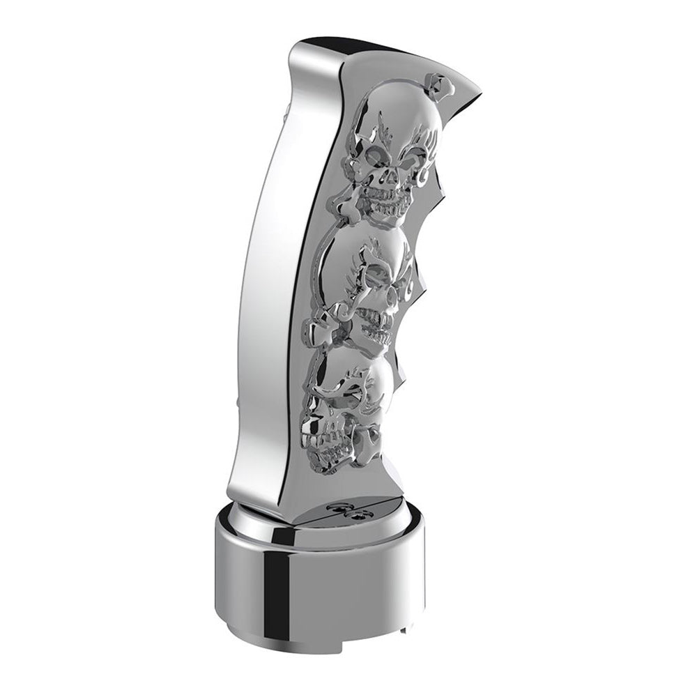 Skulls Pistol Grip Gearshift Knob With 9/10 Chrome Speed Adapter - Thread On