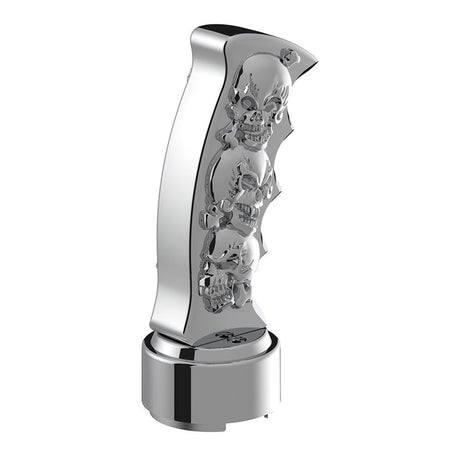 Skulls pistol Grip gearshift knob with 9/10 chrome speed adapter - thread on, closer view