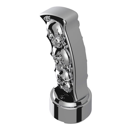 Another angle of skulls pistol Grip gearshift knob with 9/10 chrome speed adapter - thread on