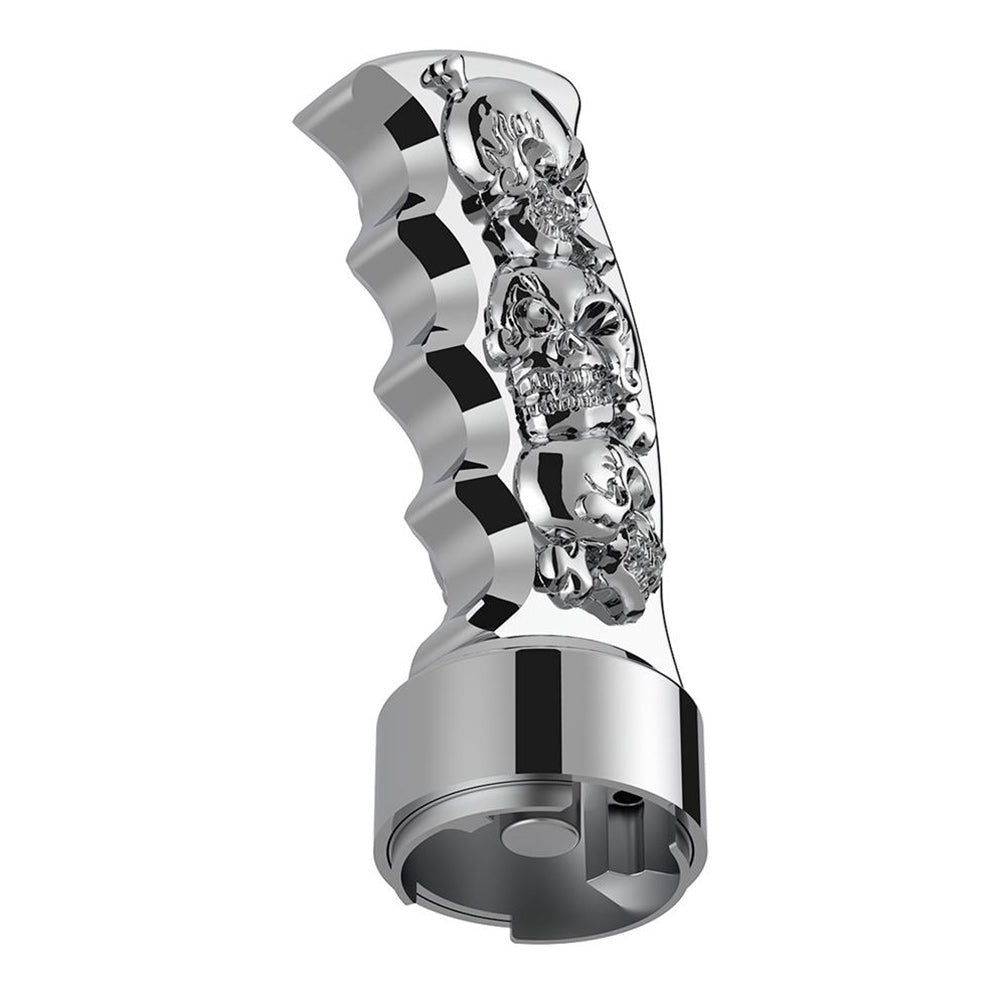 Skulls Pistol Grip Gearshift Knob With 9/10 Chrome Speed Adapter - Thread On