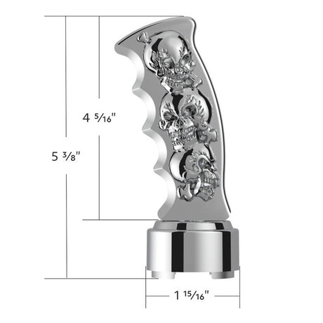 Skulls pistol Grip gearshift knob with 9/10 chrome speed adapter - thread on, detail