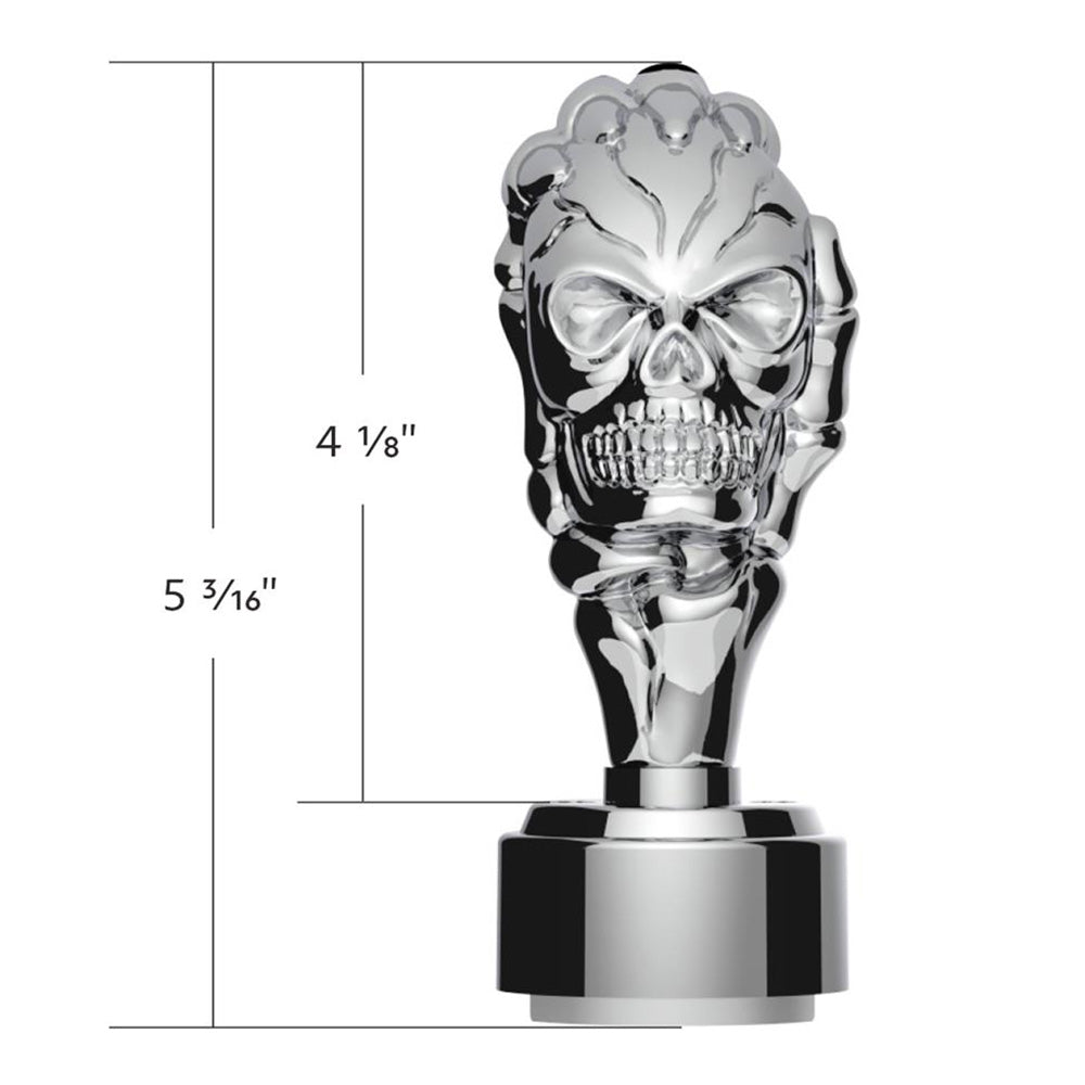 Chrome Skull Gearshift Knob With 9/10 Speed Adapter-Thread On