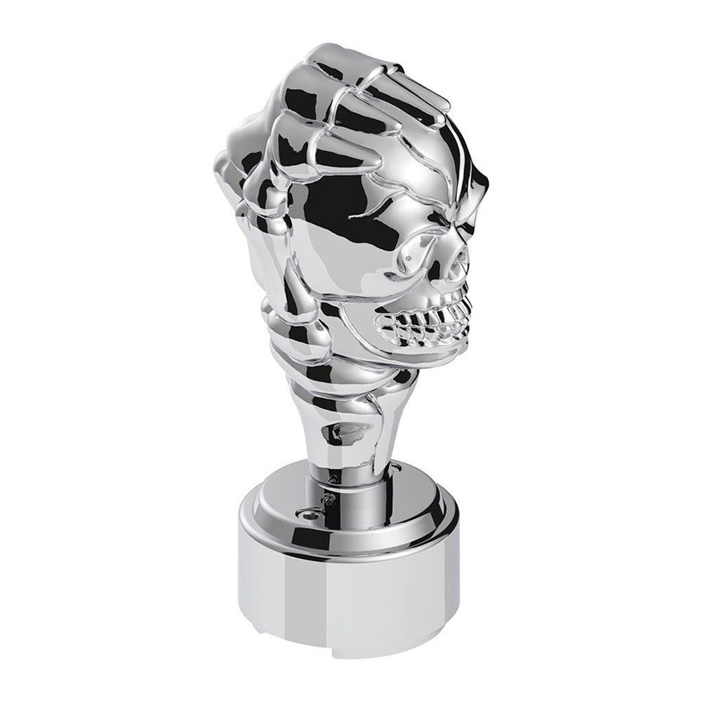 Chrome Skull Gearshift Knob With 9/10 Speed Adapter-Thread On