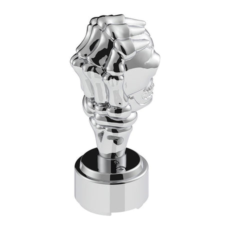 Another angle of chrome skull gearshift knob with 9/10 speed adapter-thread on