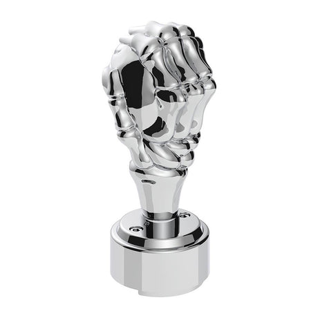 Chrome skull gearshift knob with 9/10 speed adapter-thread on from another angle