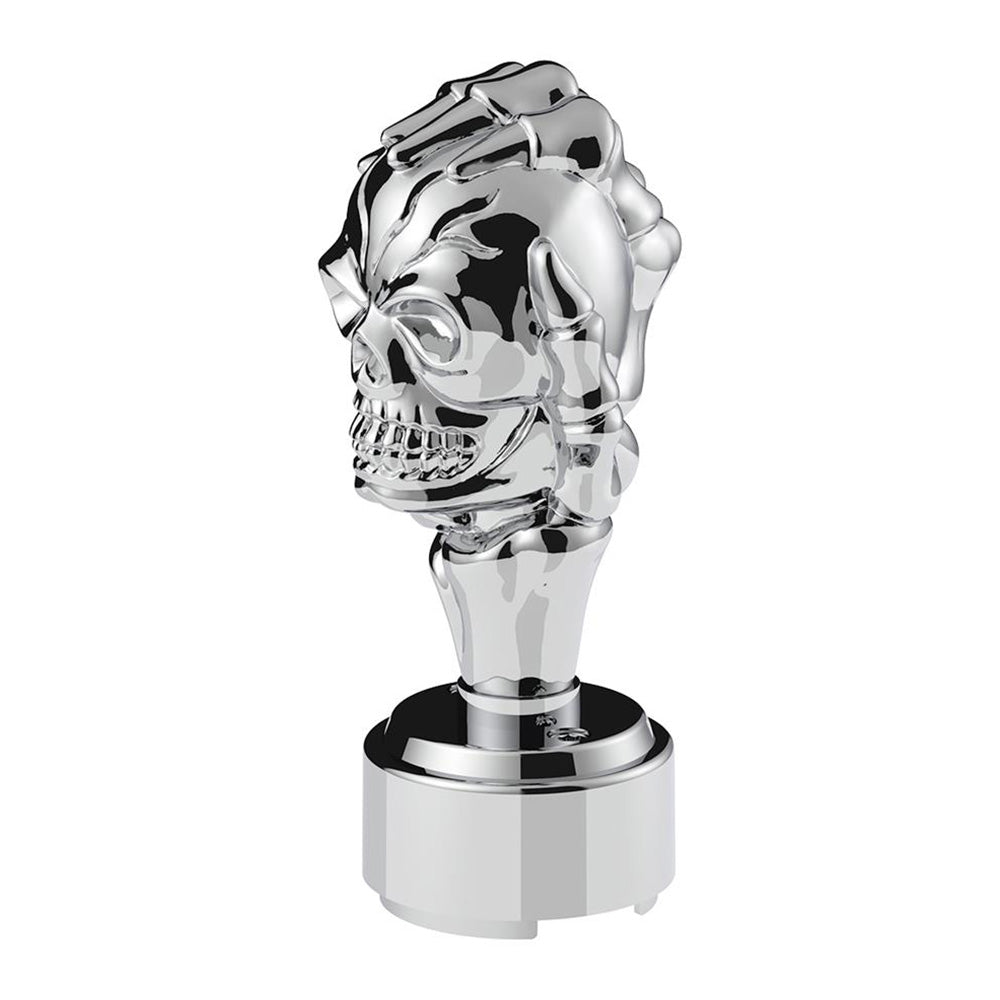 Chrome Skull Gearshift Knob With 9/10 Speed Adapter-Thread On