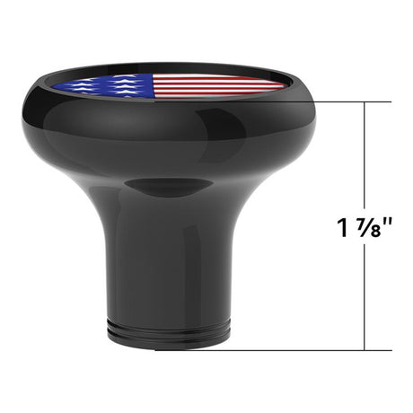 US flag sticker on a black gearshift knob - 1/2"-13 thread-on, closer view