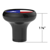 Texas Flag Sticker on a Black Gearshift Knob - 1/2"-13 Thread-On