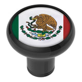 Mexico Flag Sticker on a Black Gearshift Knob - 1/2"-13 Thread-On