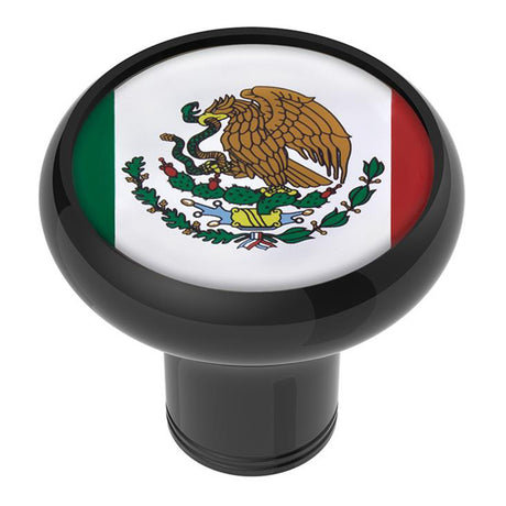 Mexico flag sticker on a black gearshift knob - 1/2"-13 thread-on