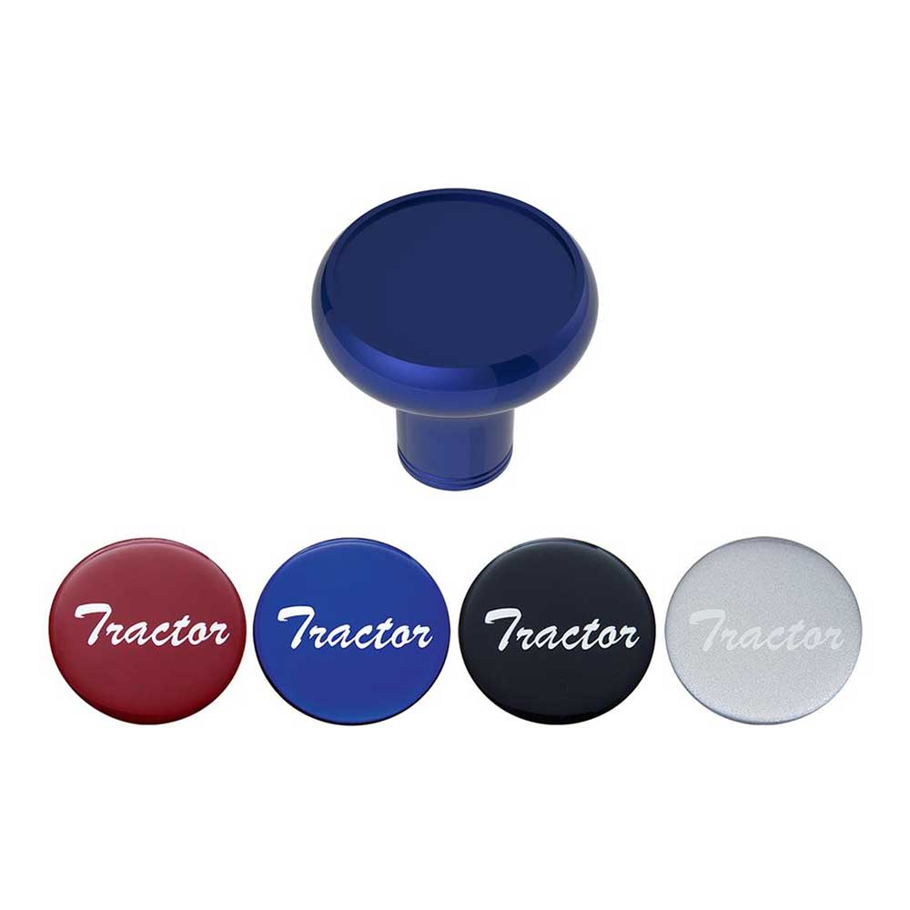 Aluminum Tractor Knobs with Multi-Color Glossy Tractor Stickers - Thread On