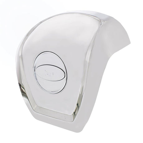 Peterbilt 579 2012-2021 chrome steering wheel horn pad, close-up