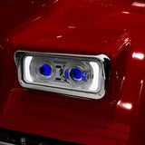 Chrome LED Projector Headlight Assembly with Backlit Auxiliary & Housing Bucket