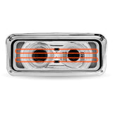 Chrome LED Projector Headlight Assembly with Heated Lens, Backlit Auxiliary & Housing Bucket
