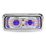 Chrome LED Projector Headlight Assembly with Heated Lens, Backlit Auxiliary & Housing Bucket