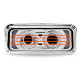 Chrome LED Projector Headlight Assembly with Heated Lens, Backlit Auxiliary & Housing Bucket