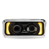 Black LED Projector Headlight Assembly with Backlit Auxiliary & Housing Bucket