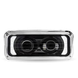Black LED Projector Headlight Assembly with Heated Lens, Backlit Auxiliary & Housing Bucket
