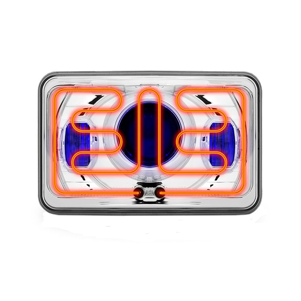 4" x 6" Heated LED Projector Headlight with Backlit Auxiliary