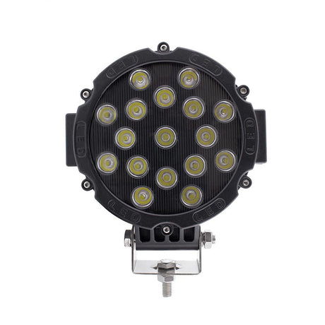 7" LED spot light with aluminum housing, close-up