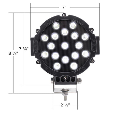 7" LED spot light with aluminum housing, detail