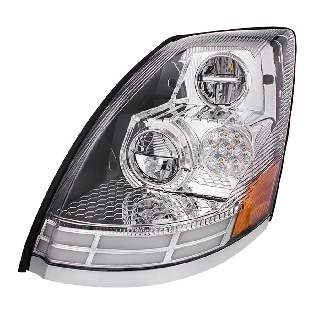 Volvo VN, VNL 2009-2017 LED Headlight with Dual Color LED Light Bars