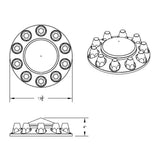 33mm Front Pointed Axle Cover with Push On Nut Covers