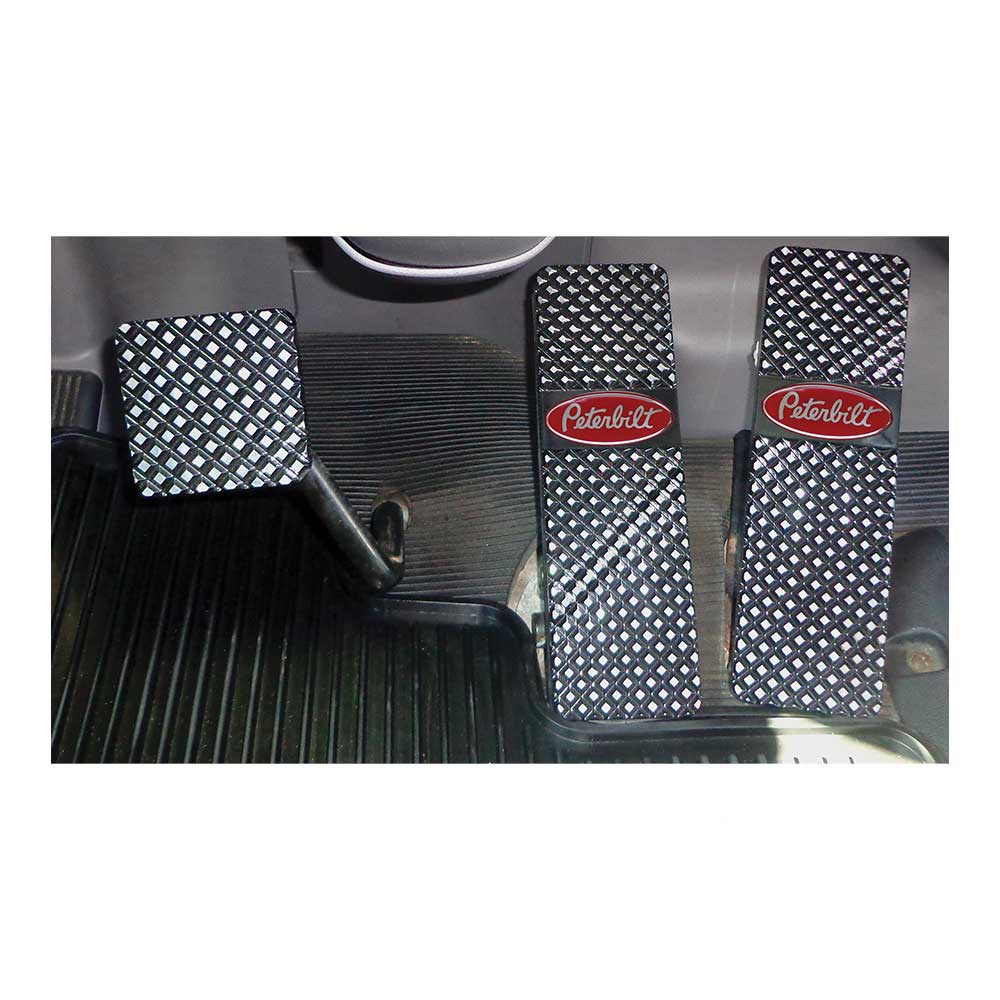 Peterbilt 379, 386, 388, 389 1994+ Black Diamond Billet Logo Pedals