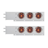 Stainless Steel Rear Light Bars with 4" Red LED with Clear Lens, Visor and Gromet 2.5" Spacing