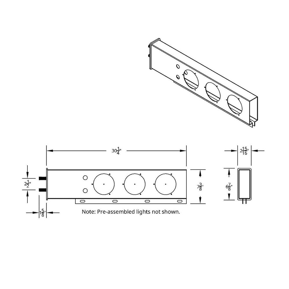 Stainless Steel Rear Light Bars with 4" Red LED with Clear Lens, Visor and Gromet 2.5" Spacing